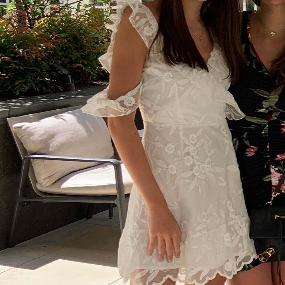 Floral lace white dress